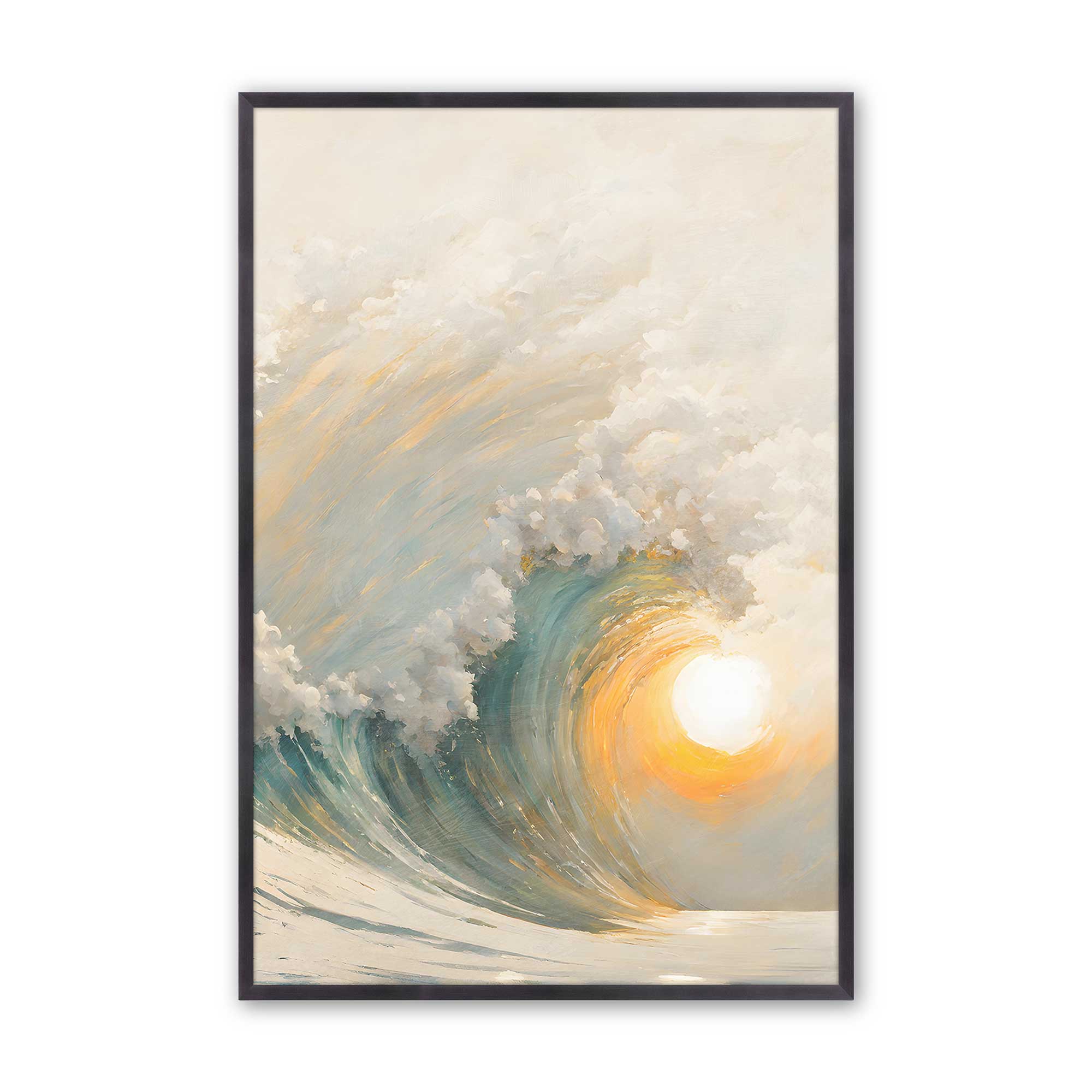 Golden Waves at Sunset II Print - Stunning Ocean Wave Wall Art for Home & Office Decor - Perfect for Living Room, Bedroom, or Beach House