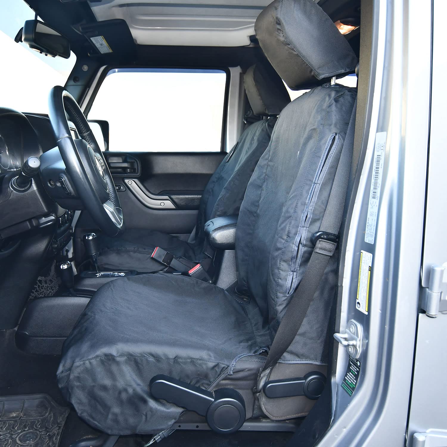 Custom Fit Waterproof Seat Covers for Jeep Wrangler JK (2007-2018) - Front Pair - Black Neoprene Protection | Perfect for Off-Roading, Camping & Daily Driving