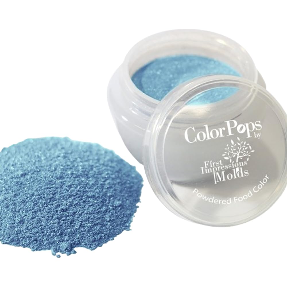 First Impressions Molds Edible Pearlescent Luster Dust - Pearl Blue 17 (10g) | Food-Grade Cake Decorating Powder for Chocolate, Candy, Cookies & Gum Paste | USA-Made Baking Supplies for Wedding Cakes, Cupcakes & DIY Desserts