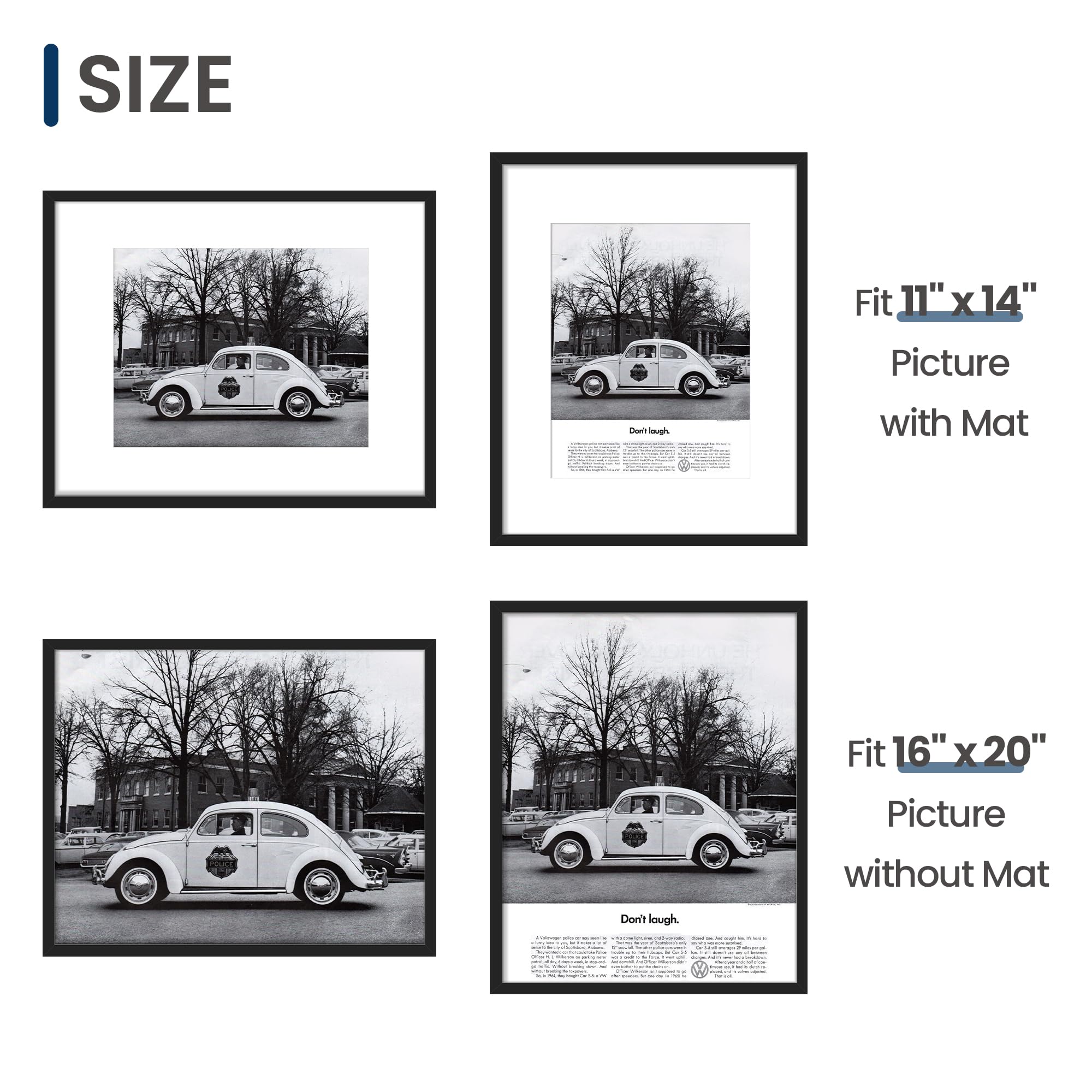 ENJOYBASICS 2 Pack 12x16 & 16x20 Picture Frames Set - Perfect for Wall Decor, Family Photos, and Home Office Display
