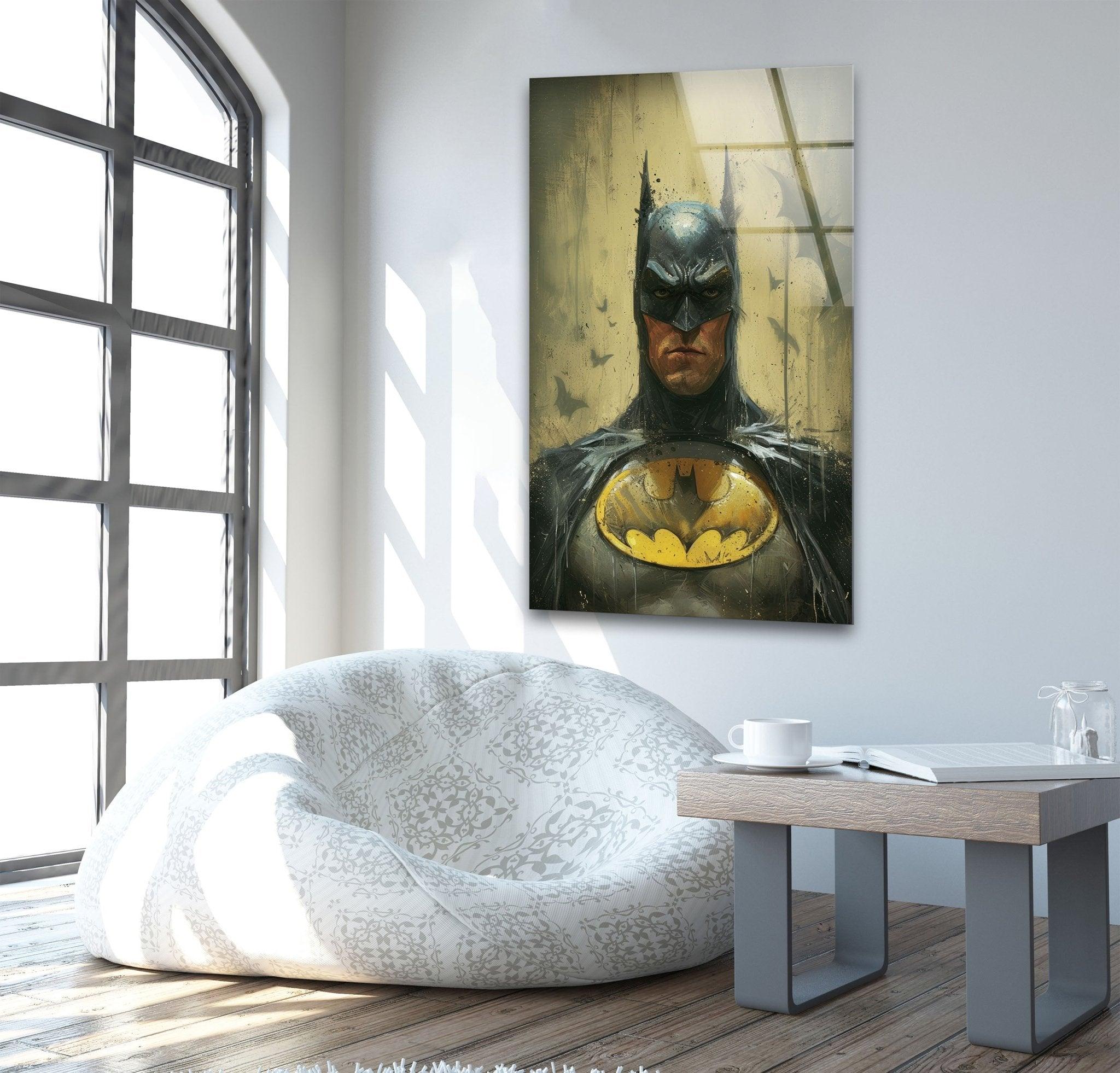 Batman Glass Wall Art - Stunning Superhero Decor for Home & Office - Perfect for Living Room, Bedroom, or Man Cave