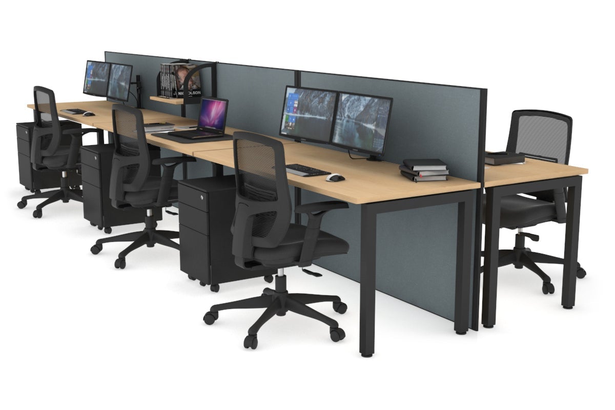 Horizon Quadro 6p Bench Square Legs Office Workstation [1800L x 700W] - Durable Modern Office Desk for Workspace & Home Office Setup
