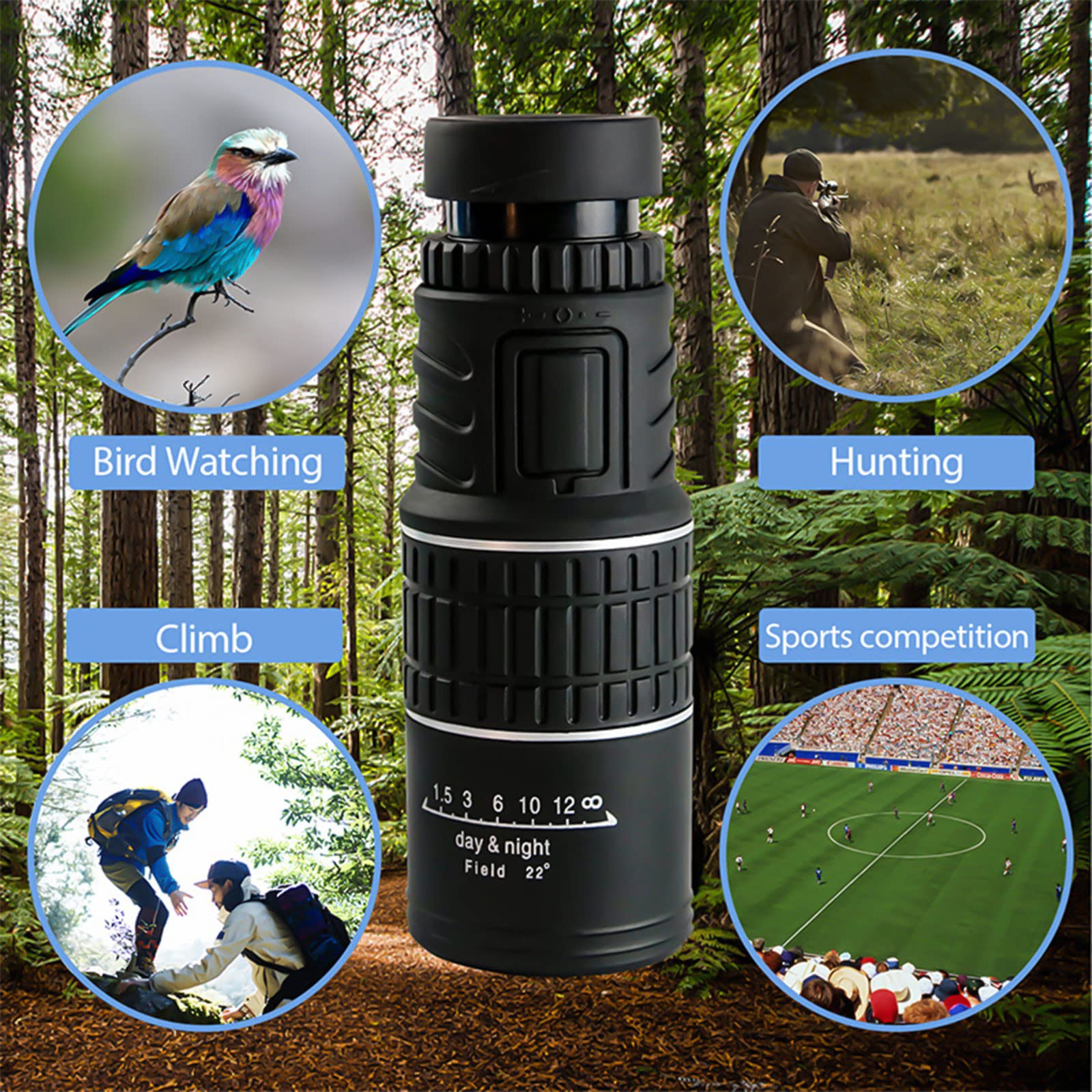 30x52 Monocular Telescope with Smartphone Adapter - HD Spotting Scope for Bird Watching, Hunting, Hiking & Travel | Compact & Lightweight for Outdoor Adventures, Night Vision & Survival Gear | Perfect Gift for Men & Women