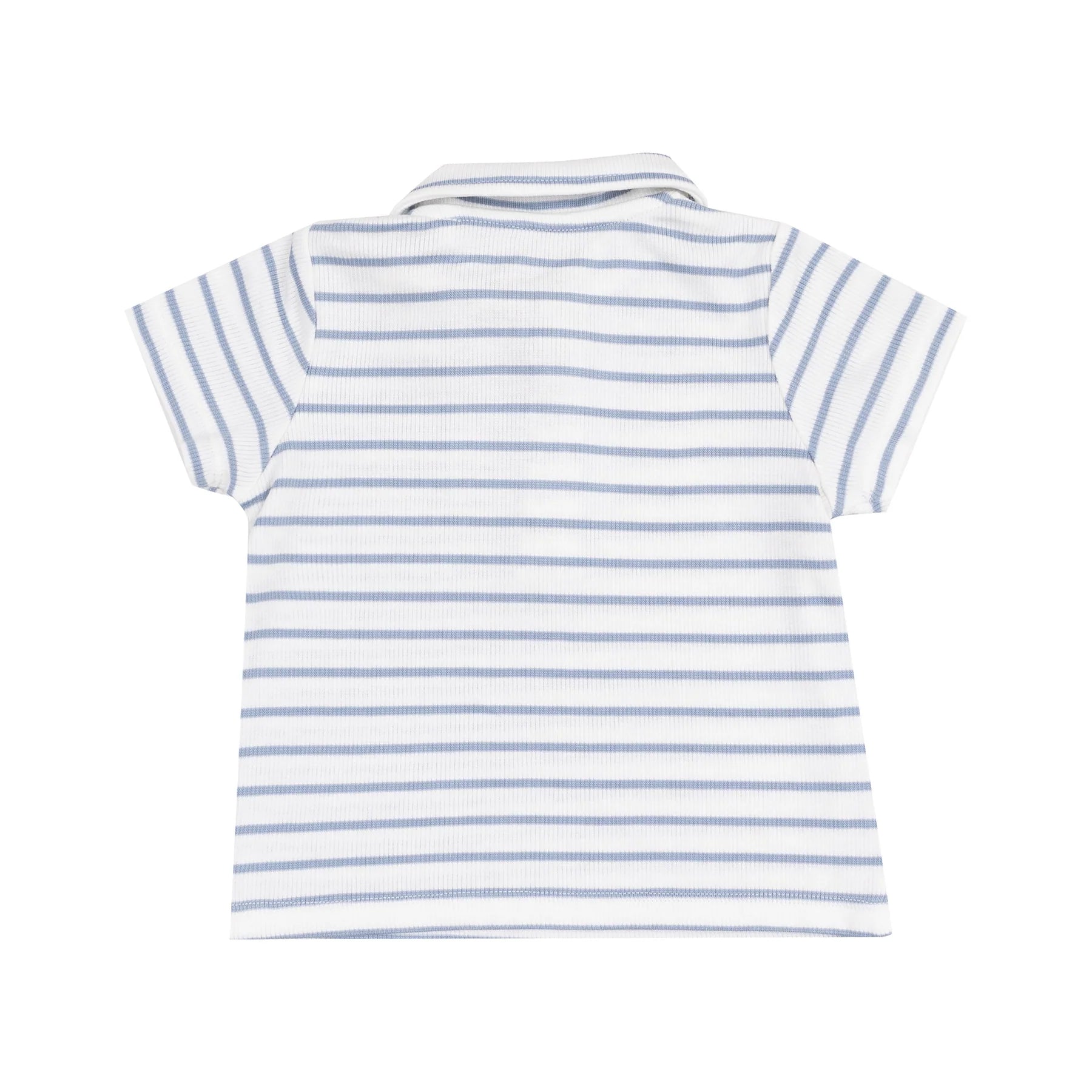French Stripe Dusty Blue Polo Shirt & Muslin Shorts Set - Men's Casual Summer Outfit for Beach, Vacation & Outdoor Activities
