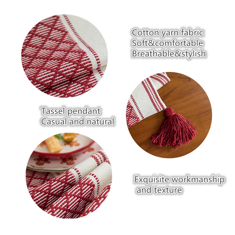 Boho Tassel Table Runner - Farmhouse Rustic Geometric Woven Table Cover for Dining Room Decor, Holiday Parties & Banquets | Perfect for Boho Home Decor, Wedding Reception & Thanksgiving Dinner Table Setting