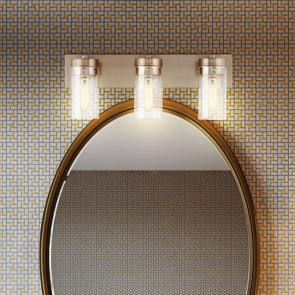 Nuvo Lighting Intersection 3-Light Bathroom Vanity in Burnished Brass - Perfect for Modern Bathrooms, Powder Rooms & Home Decor