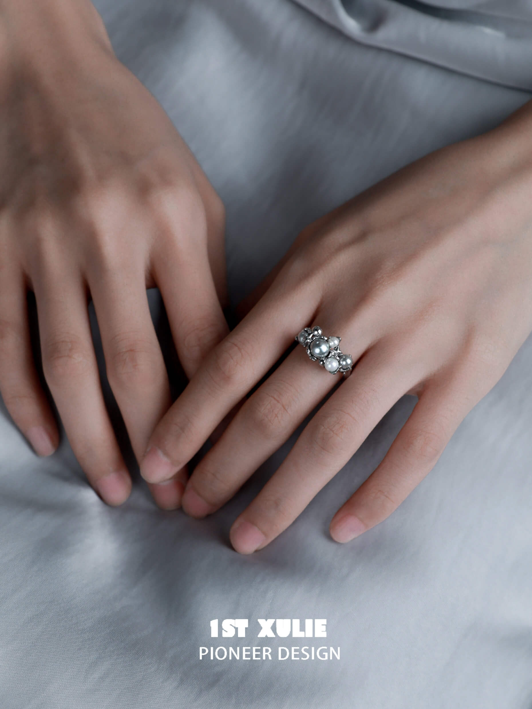 S925 Sterling Silver Gray Pearl Ring for Women - Elegant Angel Design, Perfect for Weddings, Parties & Everyday Wear