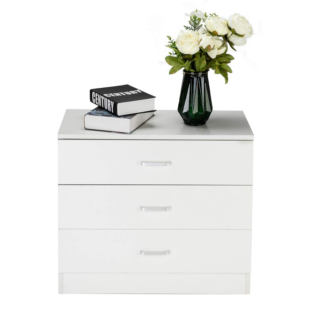 SSLine 3 Drawer Wooden Chest Dresser - White Storage Cabinet for Bedroom, Closet, Living Room & Hallway Organization | Perfect for Small Spaces, Dorm Rooms & Apartment Storage Solutions