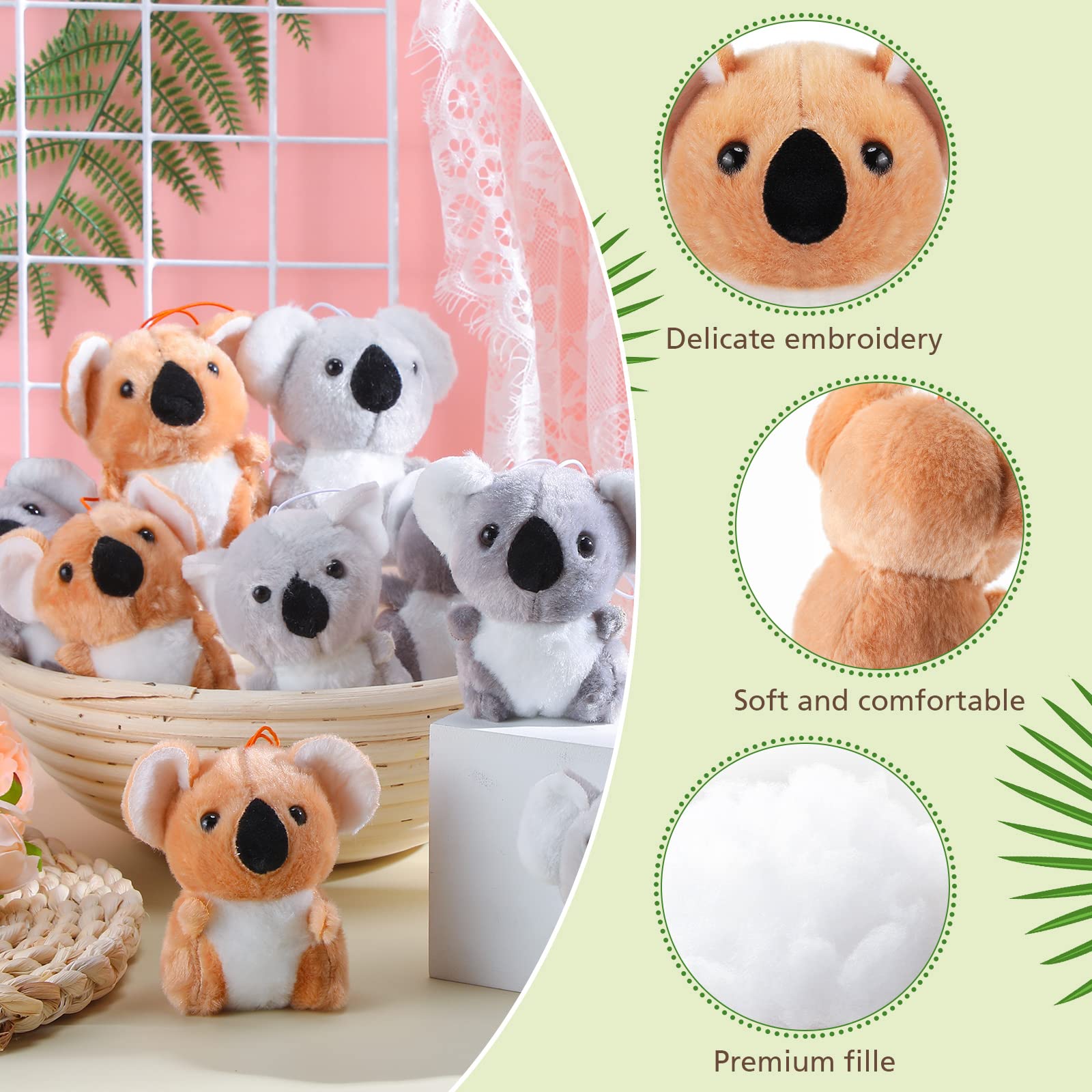 9 Pcs Mini Koala Bear Plush Stuffed Animals - Soft Huggable Keychain Plush Toys for Kids, 4 Inch Small Koala Plushies Bulk Set - Perfect for Birthday Party Favors, Gifts, Awards & Forest-Themed Decorations
