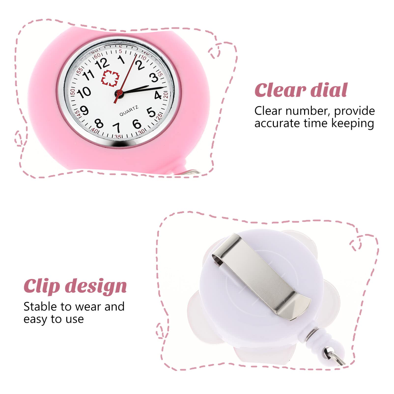 Hemobllo Nurse Watch - Retractable Clip On Fob Watch for Nurses & Doctors | Waterproof, Easy to Read | Ideal for Hospital Shifts, Medical Exams & Healthcare Professionals