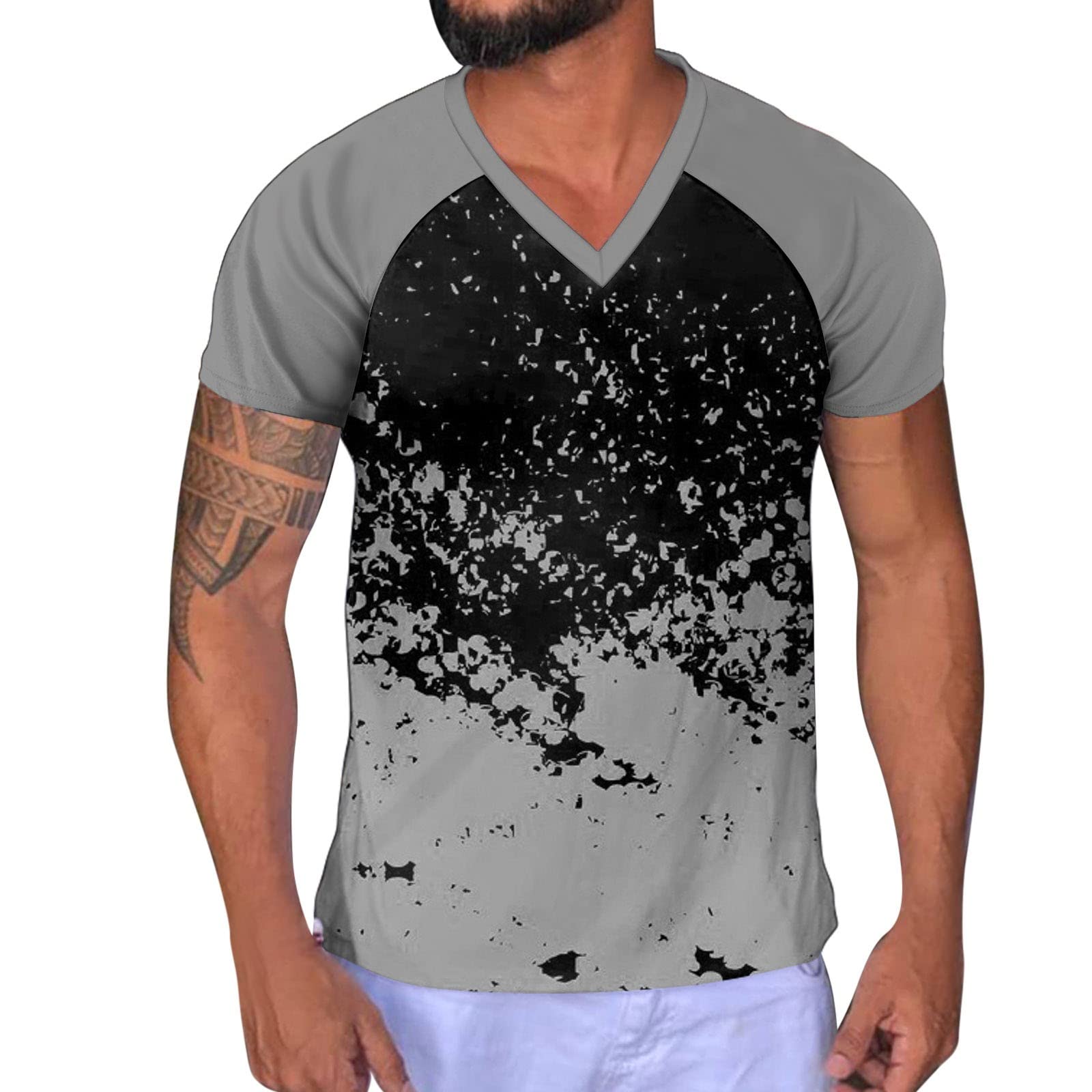 Men's Casual Short Sleeve Printed Polo Shirts - Summer Breathable Cotton Tee with Turn Down Collar | Perfect for Outdoor Activities, Work & Everyday Wear