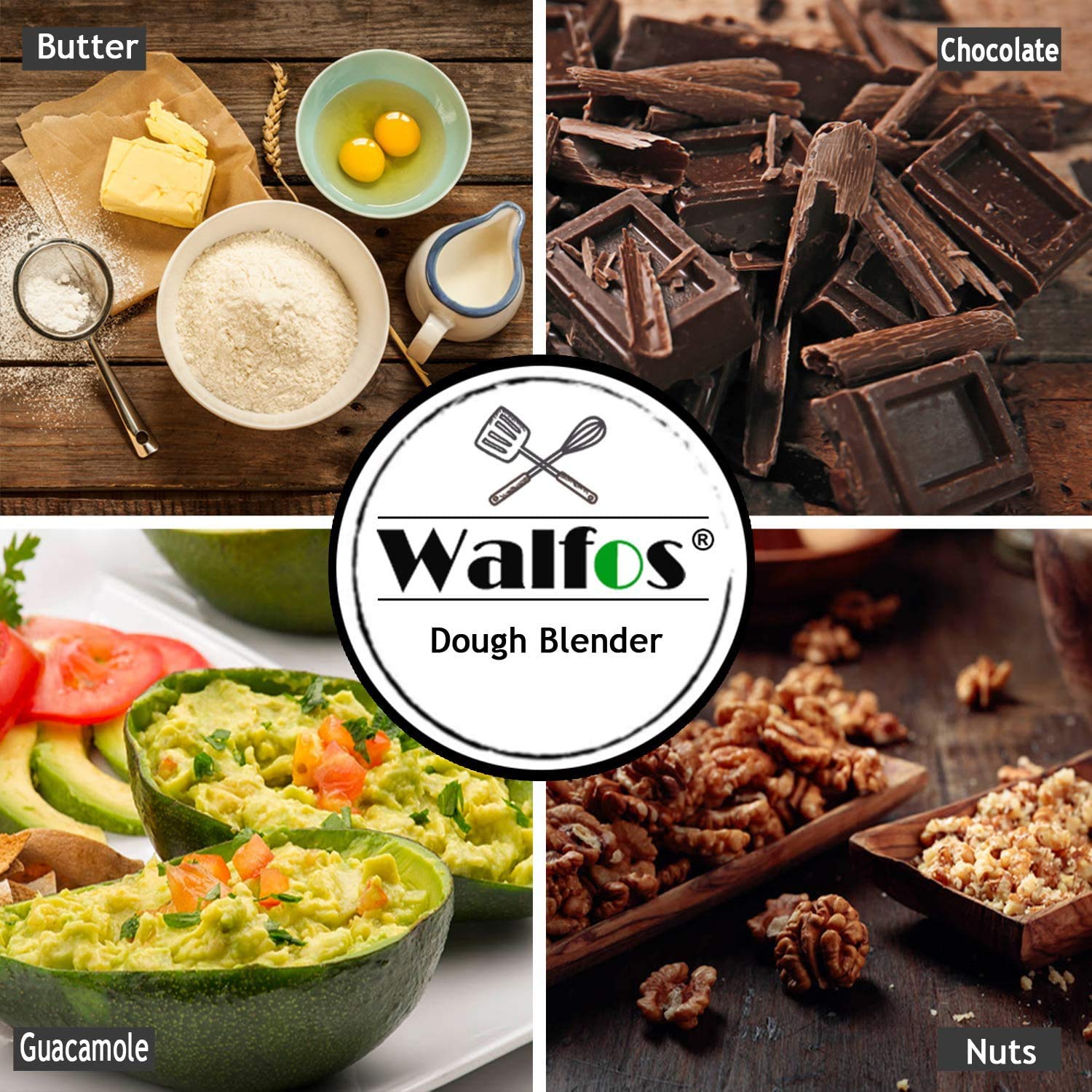 WALFOS Stainless Steel Dough Blender - Heavy Duty Pastry Cutter for Baking Pasta, Pie Crust, Cake & Cookies | Perfect for Home Bakers & Professional Kitchens