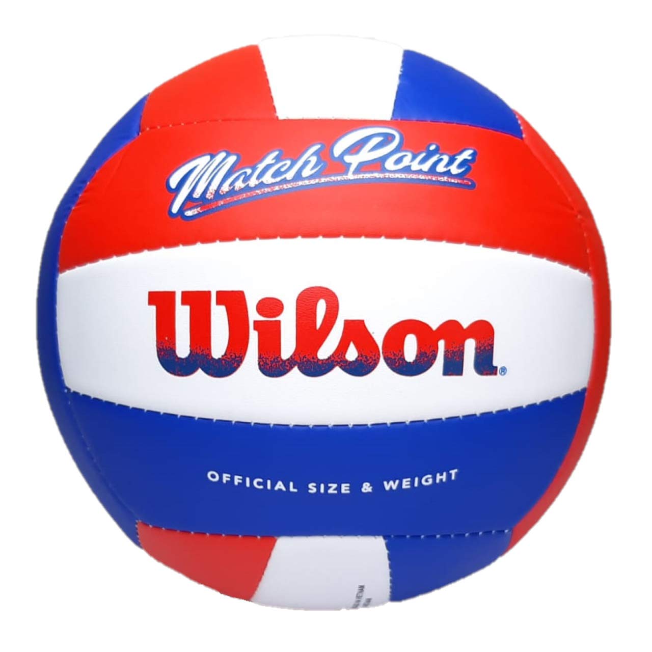 Wilson Match Point Red White and Blue Volleyball - Official Size & Weight for Indoor & Outdoor Games, Beach Volleyball, Backyard Fun, and Competitive Play