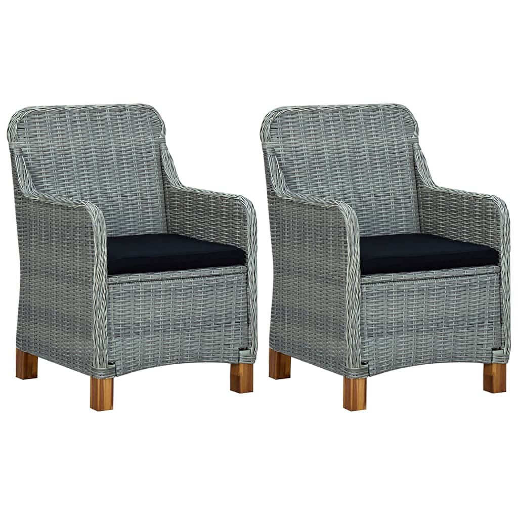 Outdoor Garden Chairs 2-Piece Set with Cushions - Light Gray Rattan Patio Furniture for Lawn, Backyard & Poolside Relaxation | Weather-Resistant & Comfortable Seating Solution