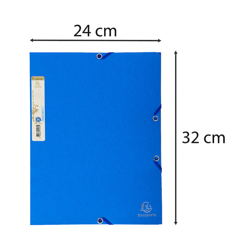 Exacompta Forever Folder with 3 Flap Elastic Closure - A4 Size in Blue - Perfect for Office, School & Document Organization