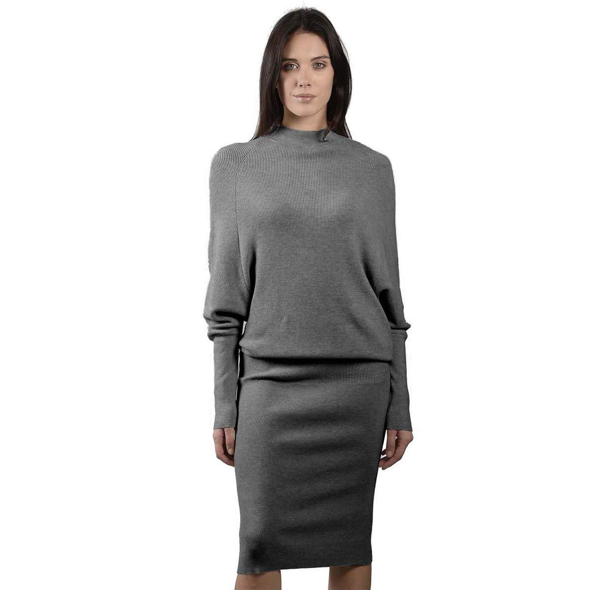 Anna Cai Women's Dolman Sleeve Sweater Dress - Soft Knit Tunic Dress for Fall & Winter, Perfect for Office, Date Night and Casual Outings
