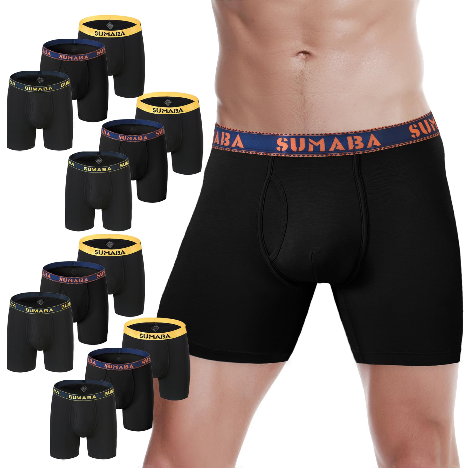 Breathable Long Leg Men's Boxer Briefs with Pouch & No Ride Up - Comfortable Underwear for Active Men - Perfect for Workout, Running & Daily Wear