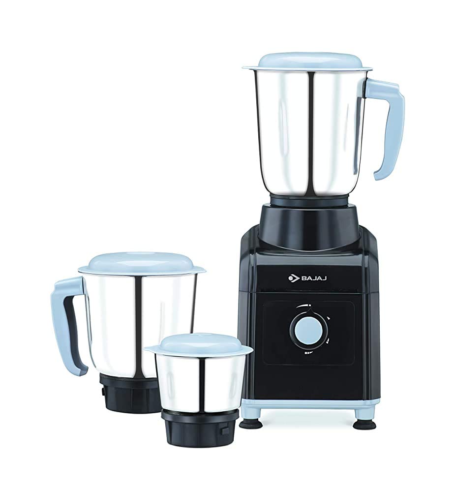Refurbished Bajaj GX 3501 500-Watt Mixer Grinder with 3 Stainless Steel Jars (Black) - Perfect for Indian Cooking, Smoothies & Food Prep - GX 3501-cr Model