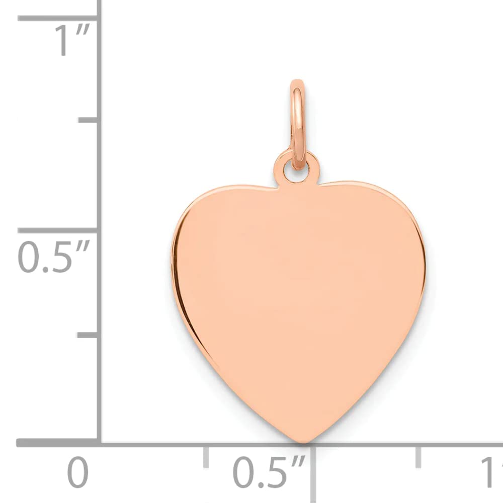 14K Rose Gold Heart Disc Charm XAC809 - Elegant Jewelry for Women, Valentine's Gift, Anniversary Present - Perfect for Necklaces, Bracelets & Special Occasions