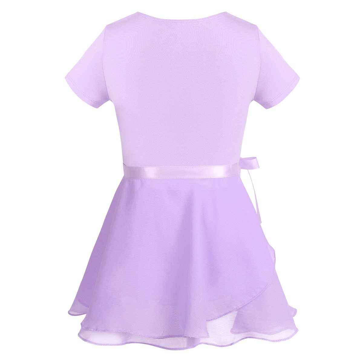Girls Ballet Leotard with Chiffon Tutu Skirt - Classic Dancewear for Kids, Short Sleeve Athletic Leotard - Perfect for Ballet Class, Recitals & Dance Performances