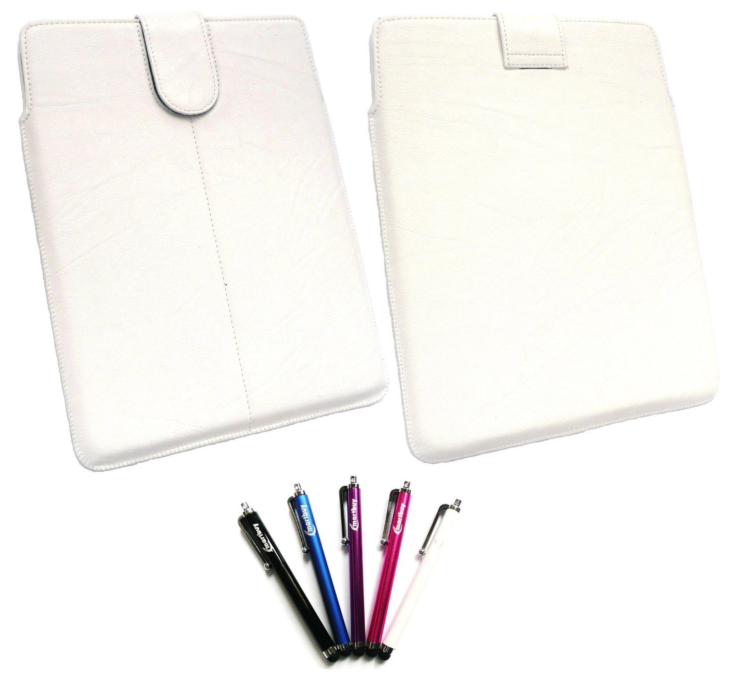 Emartbuy® 5-Pack Stylus Pens with PU Leather Pouch Case - Compatible with Odys Noon Pro 9.7 Inch Tablet - Perfect for Drawing, Note-Taking & Touchscreen Devices