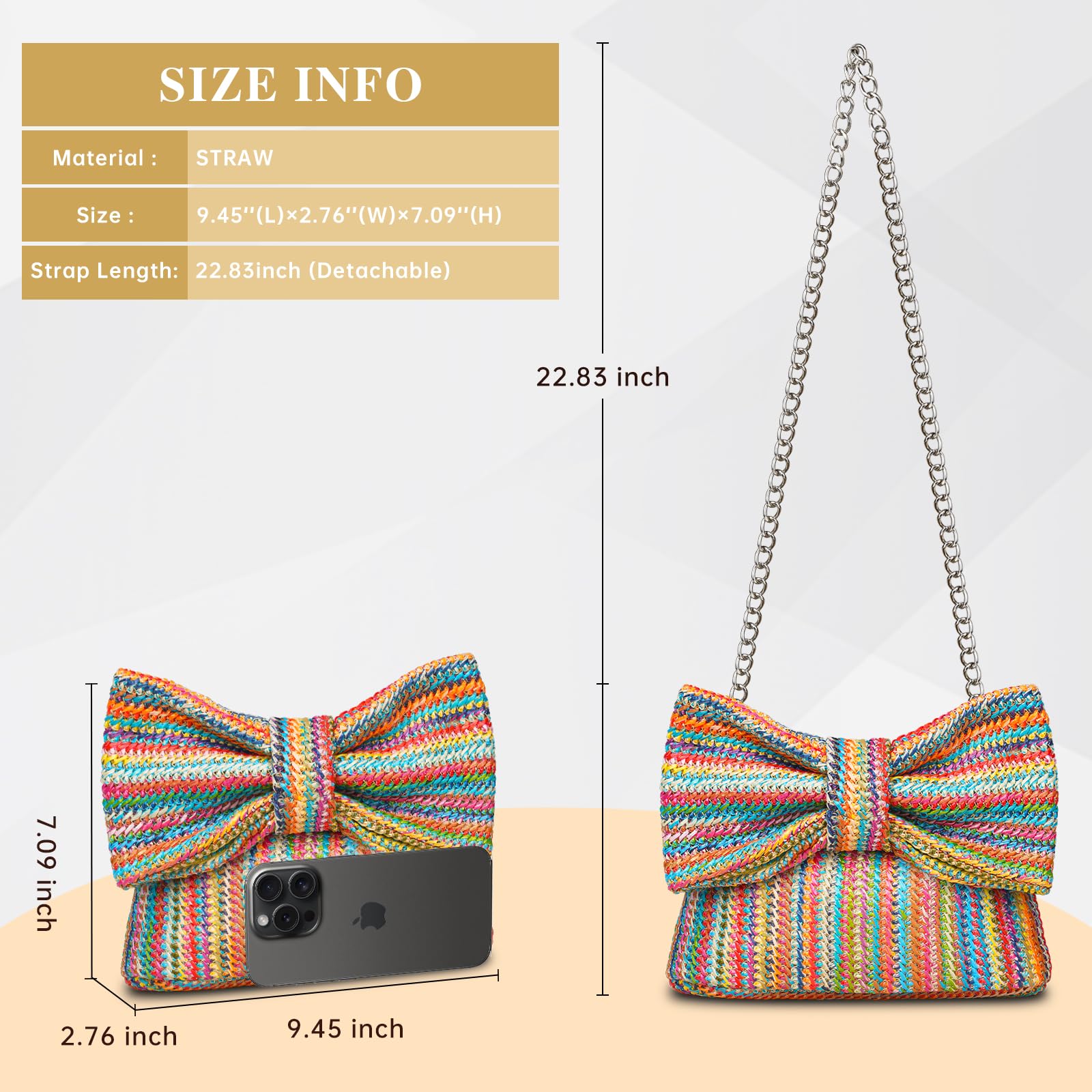 Women's Straw Clutch Purse with Bow - Woven Beach Bag for Summer Vacation, Evening Parties & Outdoor Events | Perfect for Beach Trips, Weddings, and Date Nights