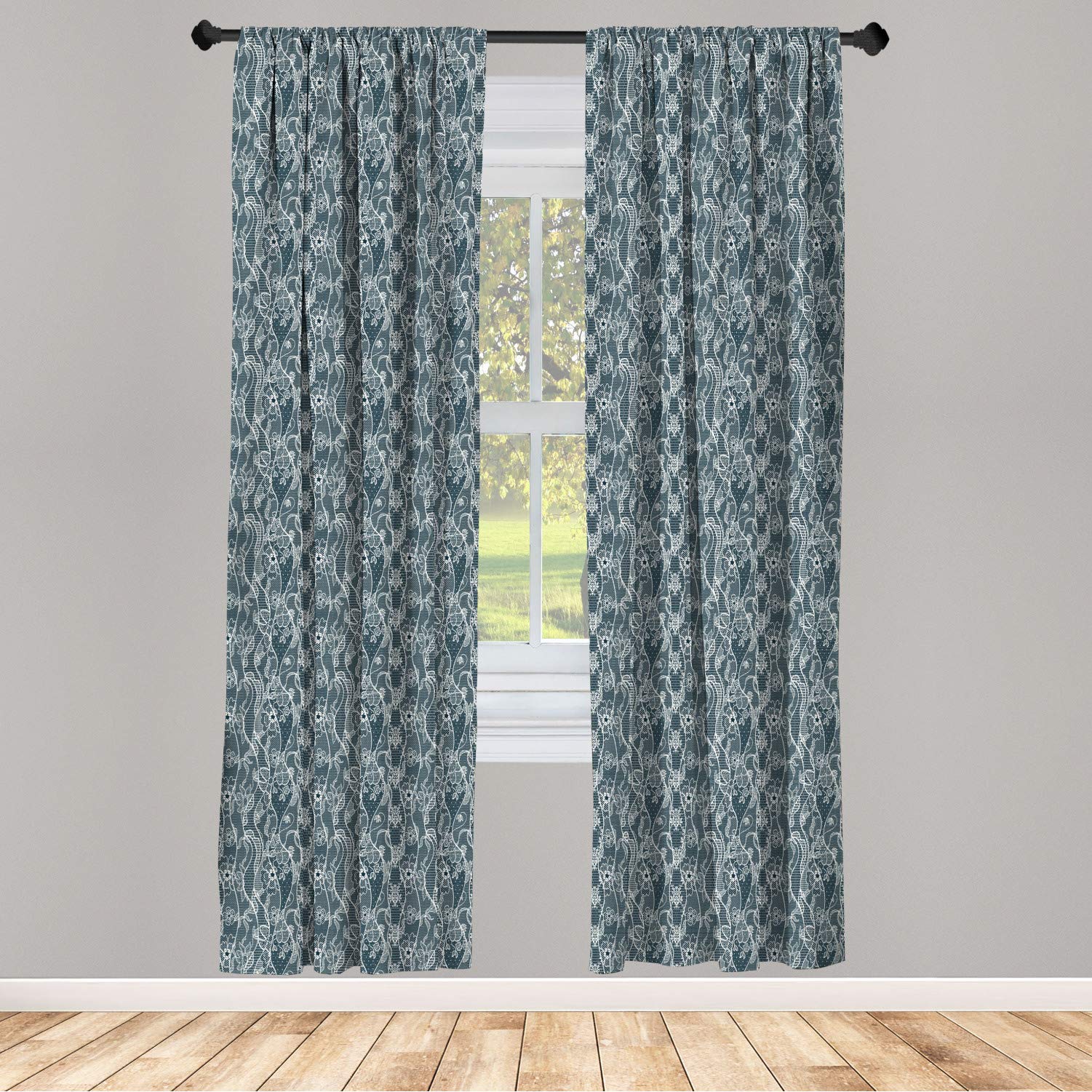 Vintage Lace Floral Window Curtains Set of 2 Panels - 28