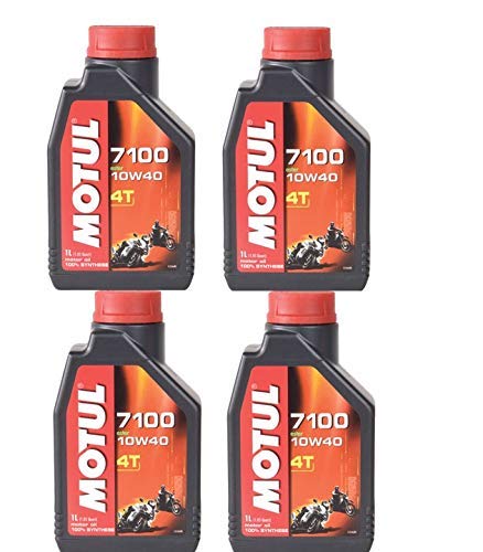Motul 7100 100% Synthetic 4-Stroke Motor Oil 10W-40 - 4 Pack (1 Liter Bottles) for High-Performance Motorcycles, ATVs & Dirt Bikes - Ideal for Racing, Street Riding & Off-Road Adventures