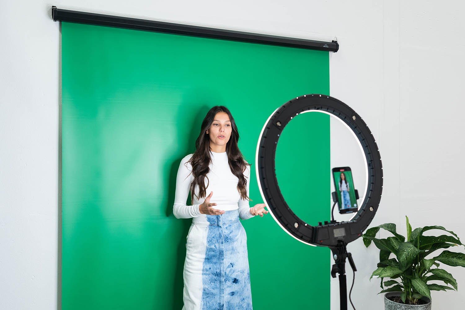 Mountable Pull Down Backdrop Screen - Chroma Key Green 180x200cm - Instant Studio Photography Background for YouTube Videos, Live Streaming & Photo Shoots