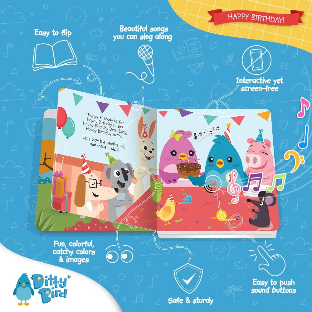 Interactive Musical Book for 1 Year Old - DITTY BIRD Educational Learning Toy | First Birthday Gift for Toddlers, Baby Boys & Girls | Perfect for Early Childhood Development & Bedtime Storytime