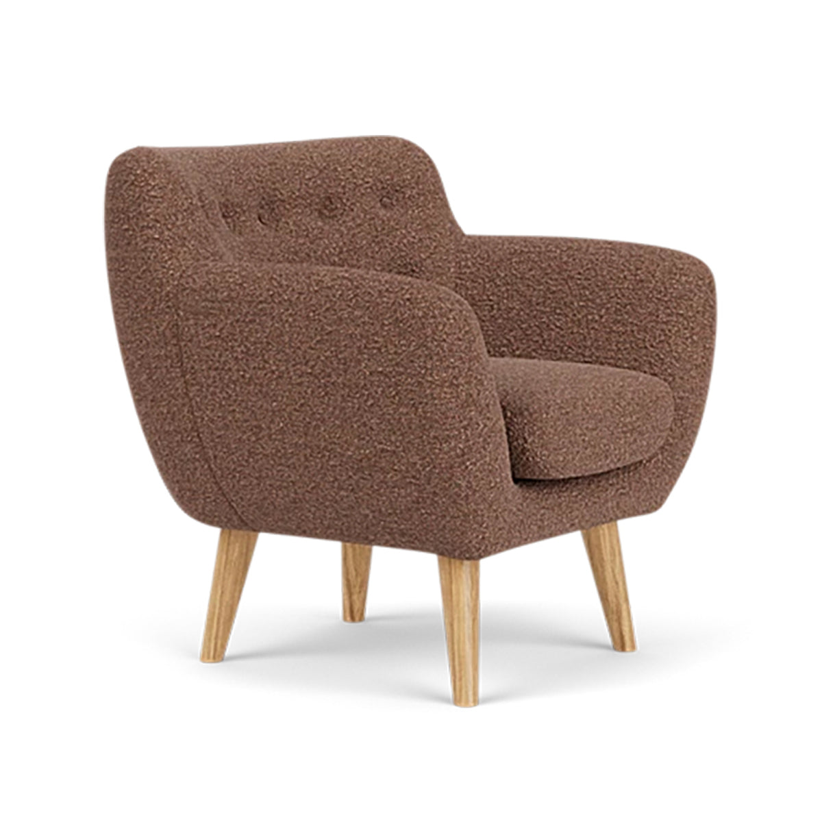 Anne Boucle Armchair - Modern Velvet Upholstered Accent Chair for Living Room, Bedroom, or Office - Stylish & Comfortable Seating with Solid Wood Legs