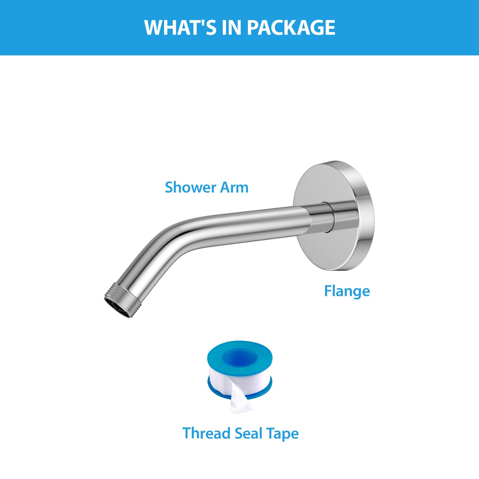 Lordear 6 Inch Chrome T304 Stainless Steel Shower Arm Extension - Polished Chrome Shower Head Pipe with Flange for Bathroom & Spa Upgrade - Perfect for Modern Shower Systems and Bathroom Renovations