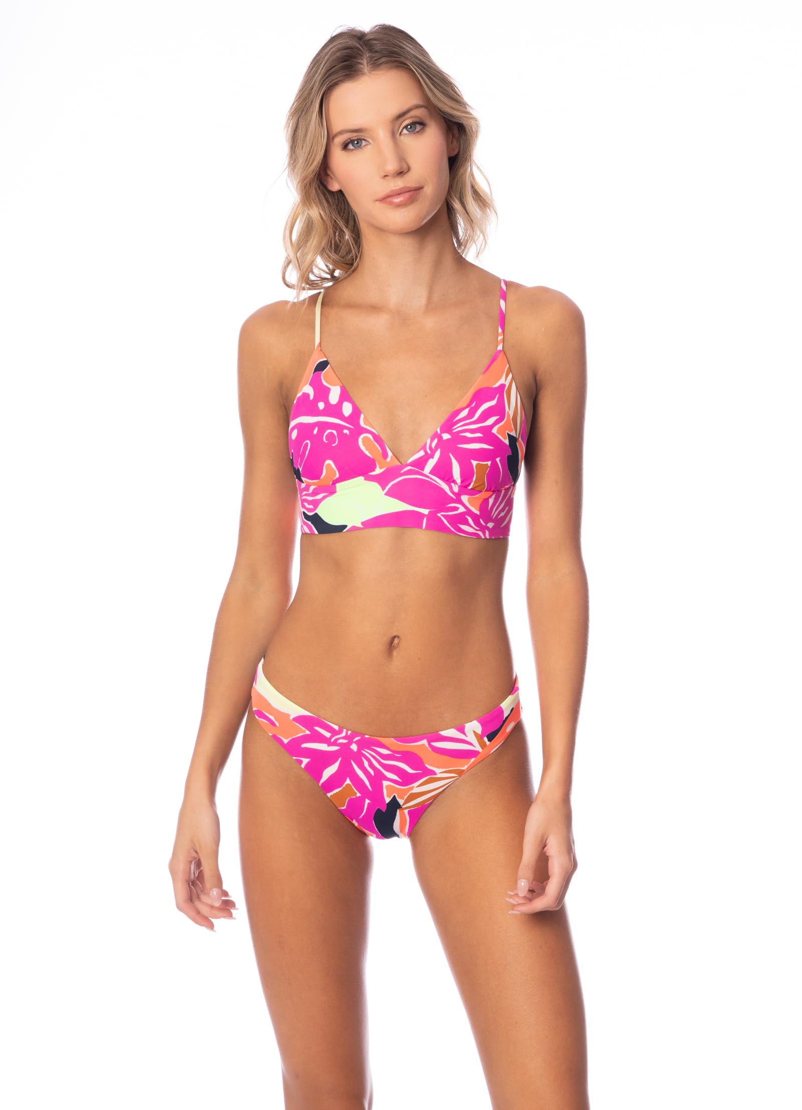 Maaji Women's Long Line Triangle Bikini Top - Sexy Swimwear for Beach & Pool - Perfect for Summer Vacation, Surfing, and Tanning