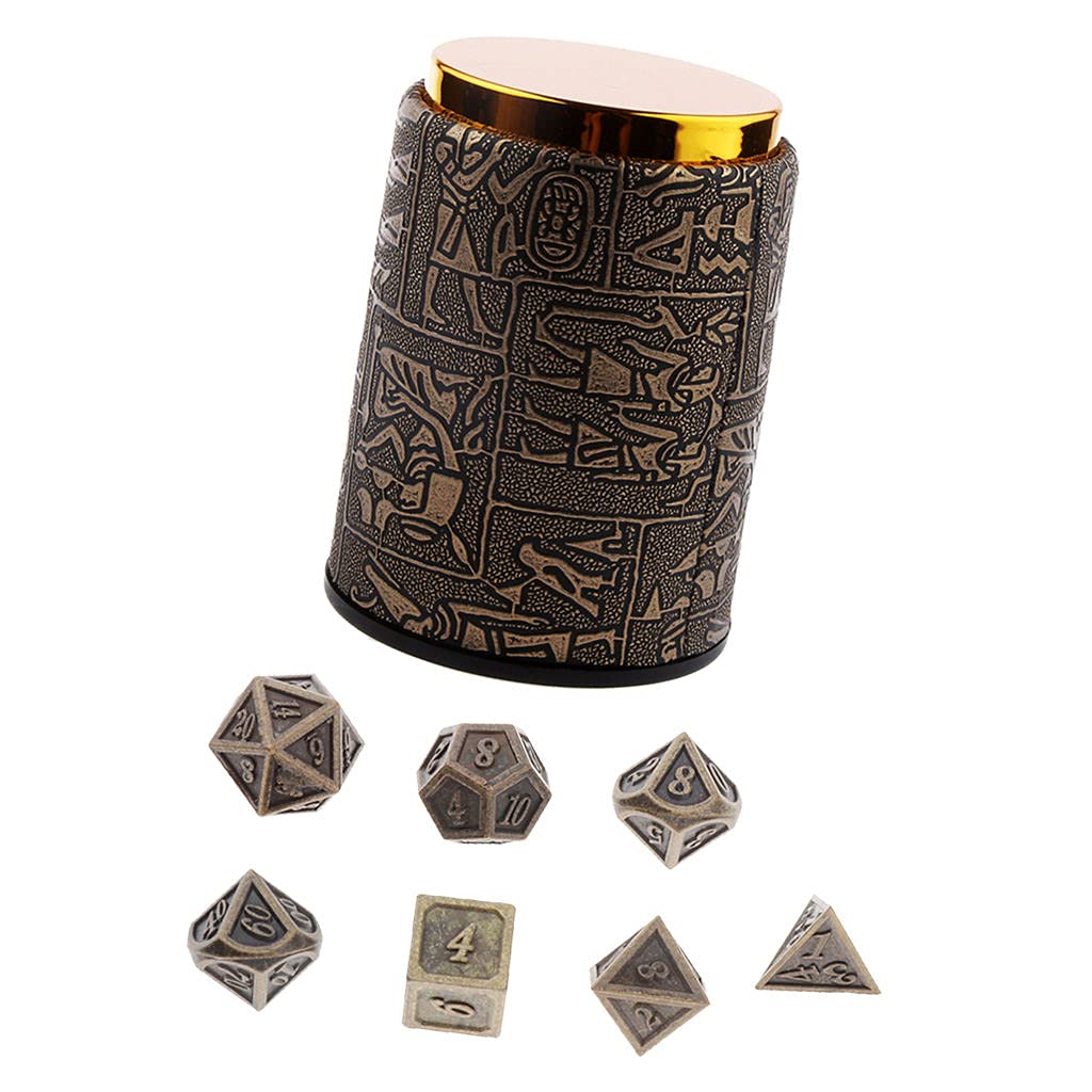 Colcolo 7pcs Durable Metal Polyhedral Dice Set with Cup - Perfect for D&D, RPG, and Tabletop Gaming Accessories
