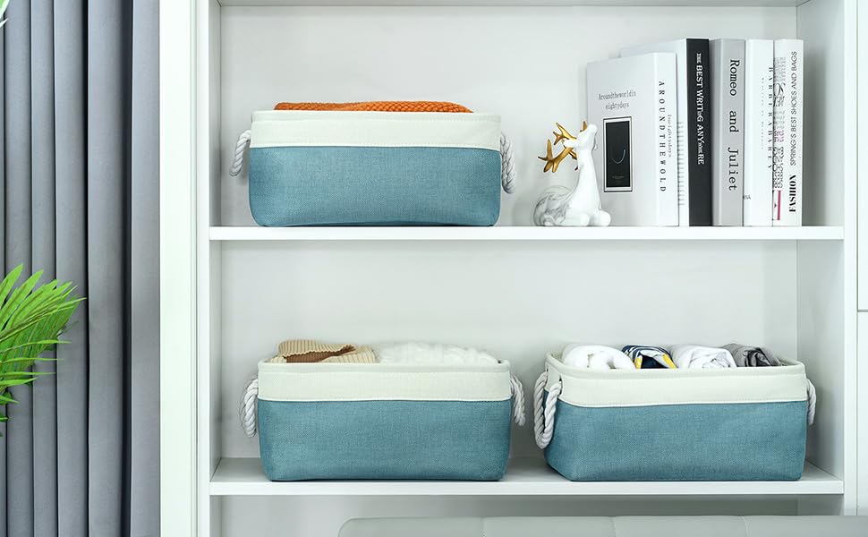 Fabric Storage Bins with Handles - Foldable Organizer for Shelves, Closet & Nursery (3-Pack)