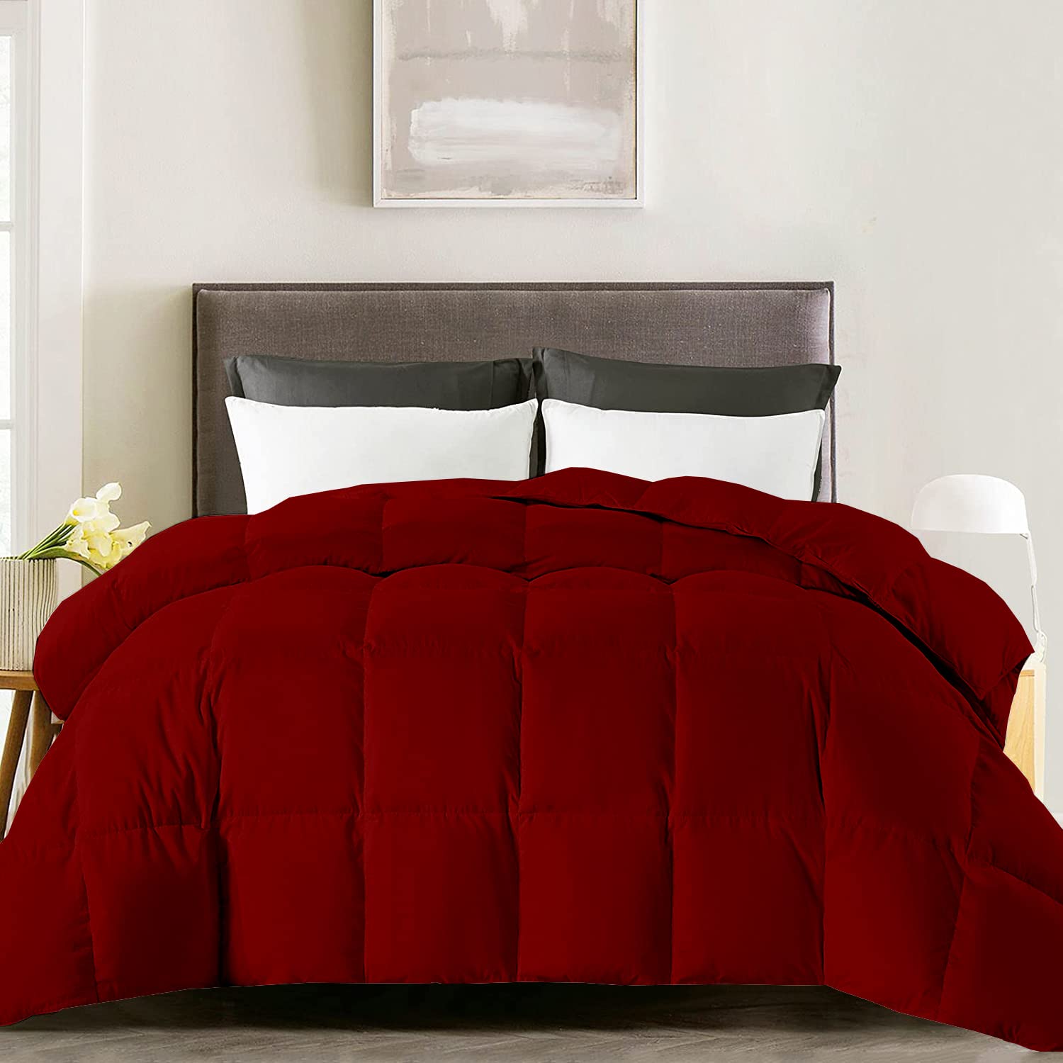 King Size Comforter Set - 3 Piece All Season Bedding with 1 Comforter & 2 Pillow Shams for King/California King Beds (90x104 Inches, Burgundy) | Ultra Soft & Breathable | Perfect for Master Bedroom, Guest Room & Luxury Hotel Decor