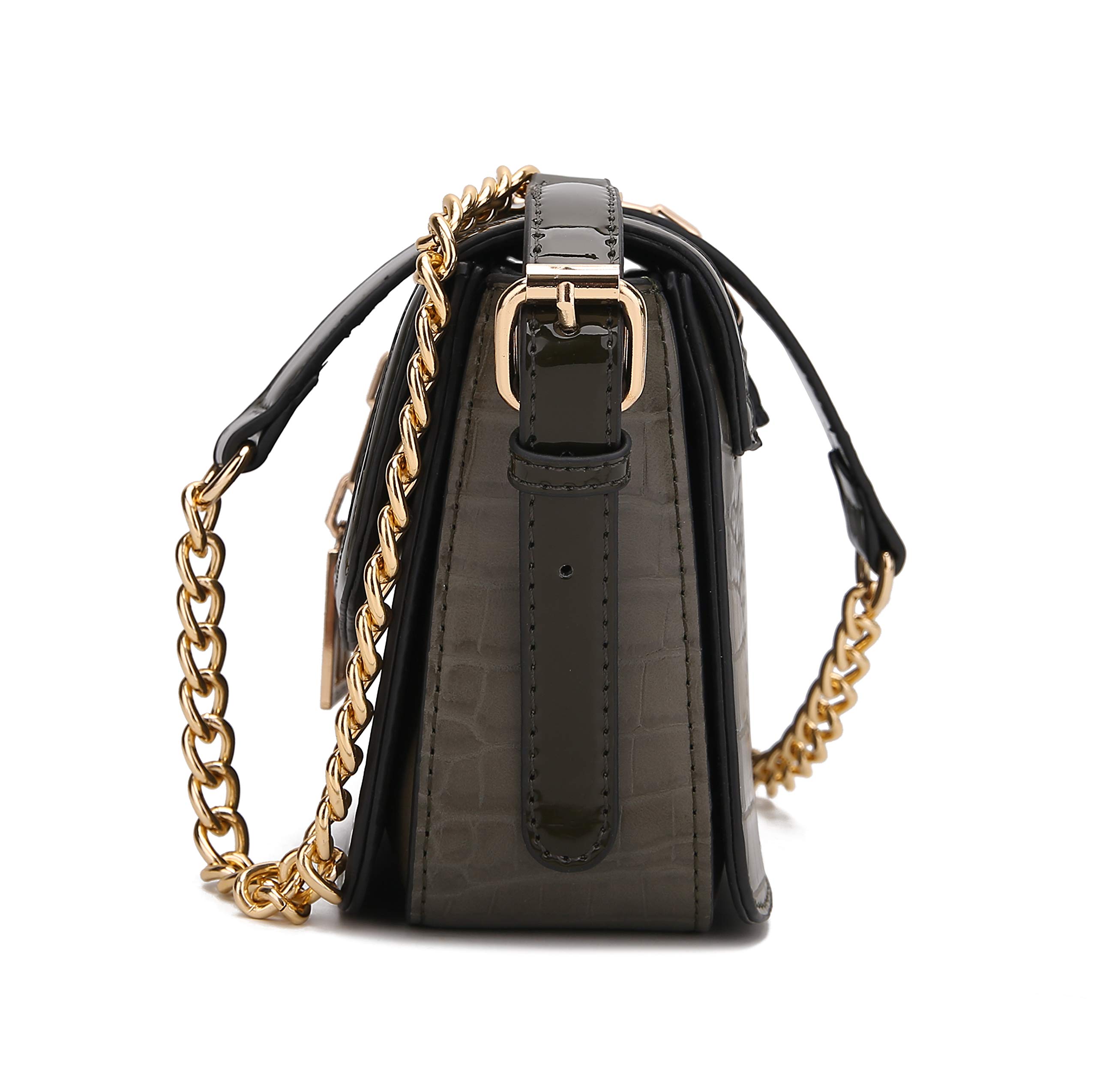 MKF Women's Crossbody Bag - PU Leather Shoulder Bag with Adjustable Chain Strap, Fashionable Side Messenger Purse for Daily Use, Work, Travel & Shopping