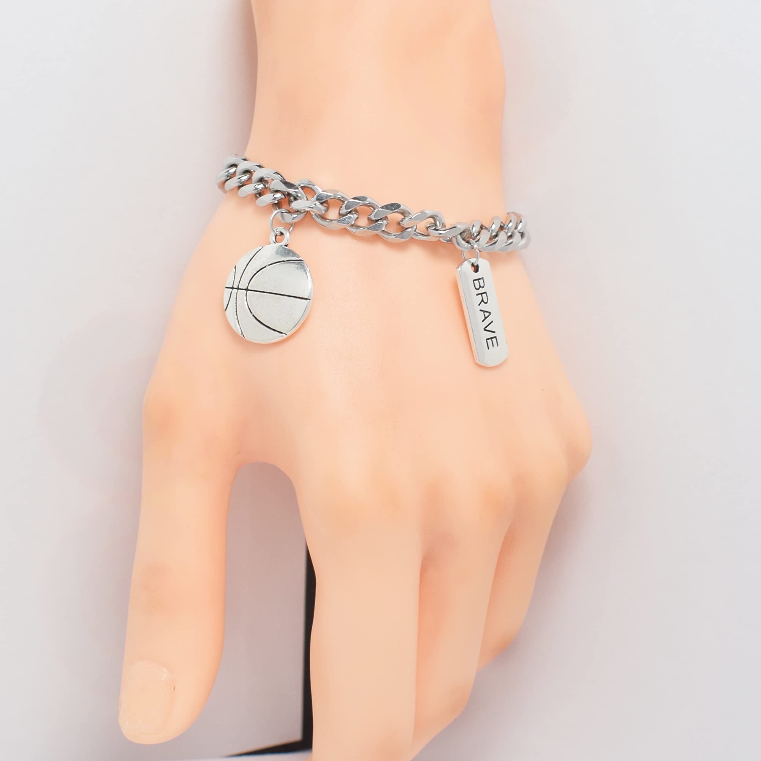 Basketball Bracelet for Men & Women - Stainless Steel Sport Jewelry Gift for Players & Teens - Perfect for Games & Gifts