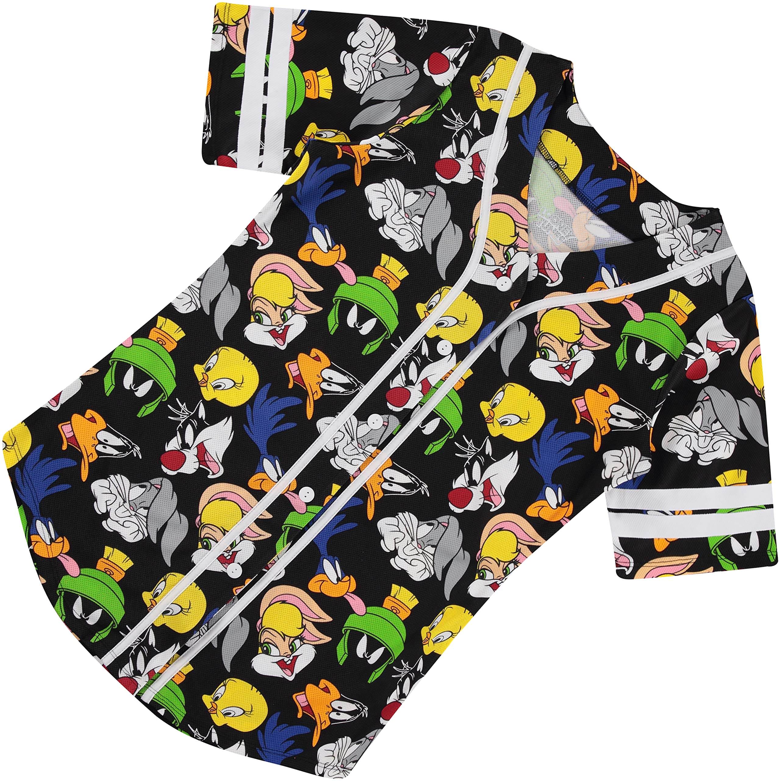 Looney Tunes Women's Baseball Jersey - Lola Bunny, Tweety, Bugs Bunny & Taz Officially Licensed Mesh Button Down Shirt for Sports, Cosplay & Casual Wear