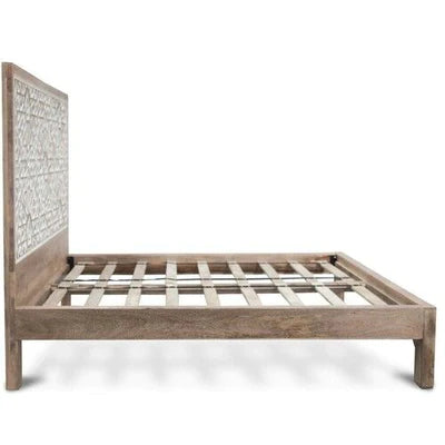 Hand Carved Solid Wood Bed Frame - Queen Size, Traditional Dynasty Design - Perfect for Master Bedroom, Guest Room & Luxury Home Decor