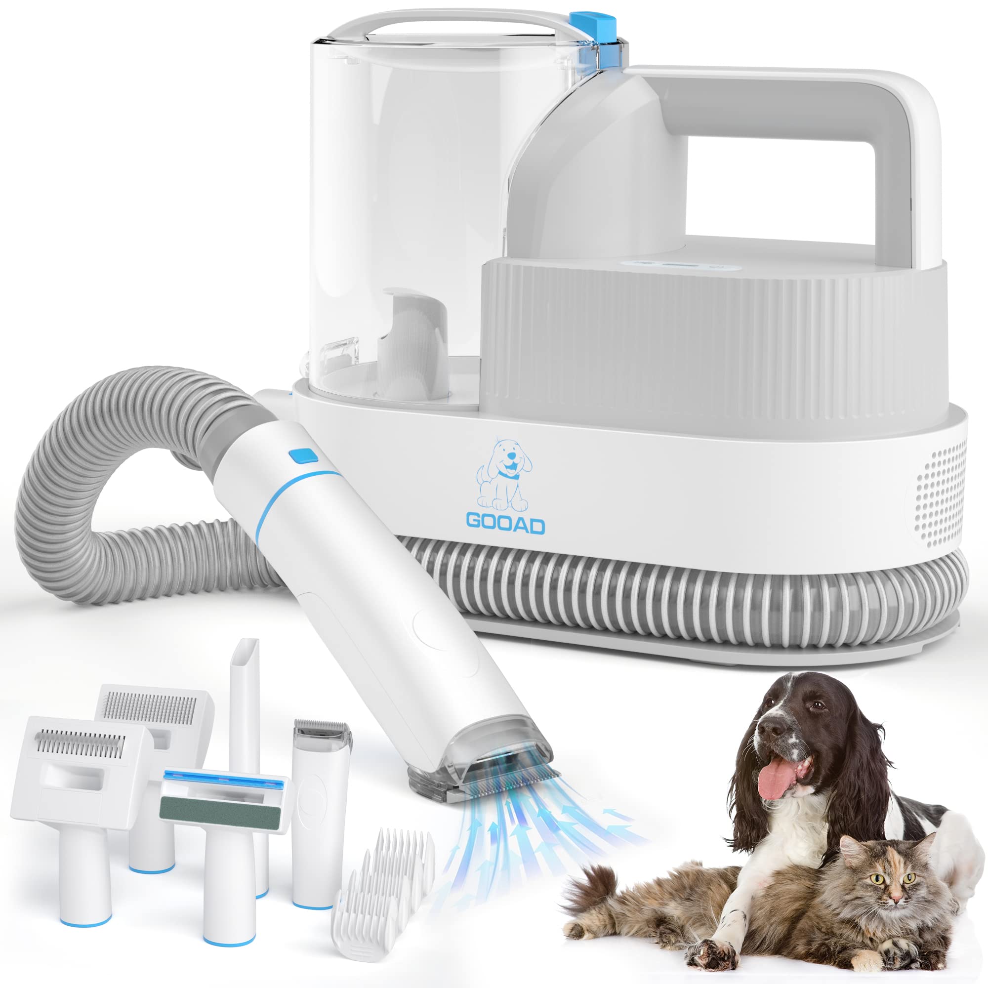 Pet Grooming Vacuum for Dogs - Low Noise Dog Hair Remover with 5 Grooming Tools (Clippers & Brush) - Perfect for Shedding Control & Home Grooming Sessions