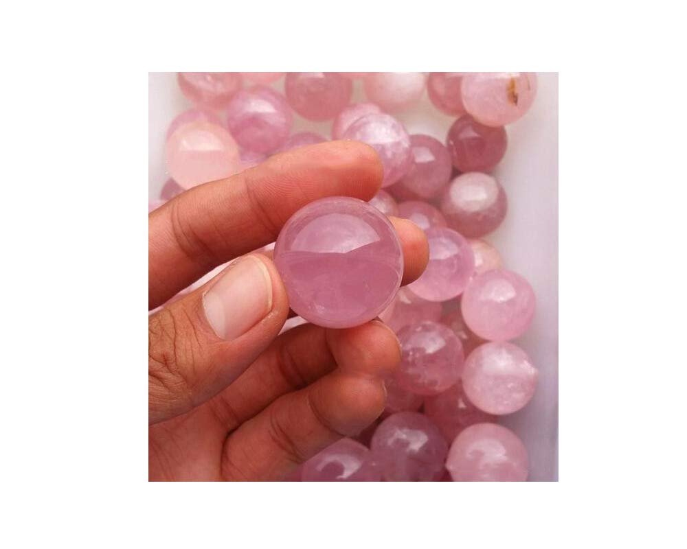 Natural Rose Quartz Healing Crystal Sphere - Pack of 10 Small Gemstone Balls (0.78