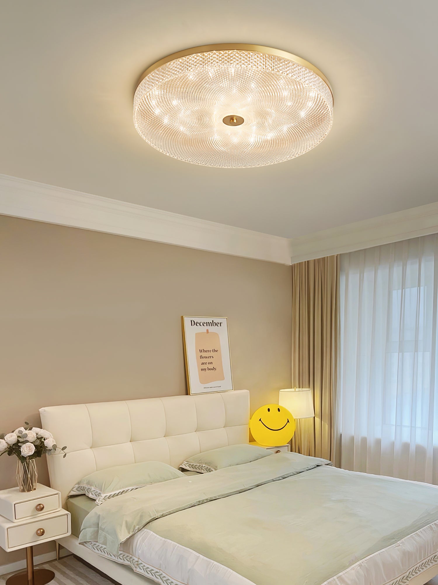 Glimmering Striped Ceiling Light Fixture - Modern LED Chandelier for Living Room, Bedroom, Dining Room - Perfect for Home Decor and Ambient Lighting