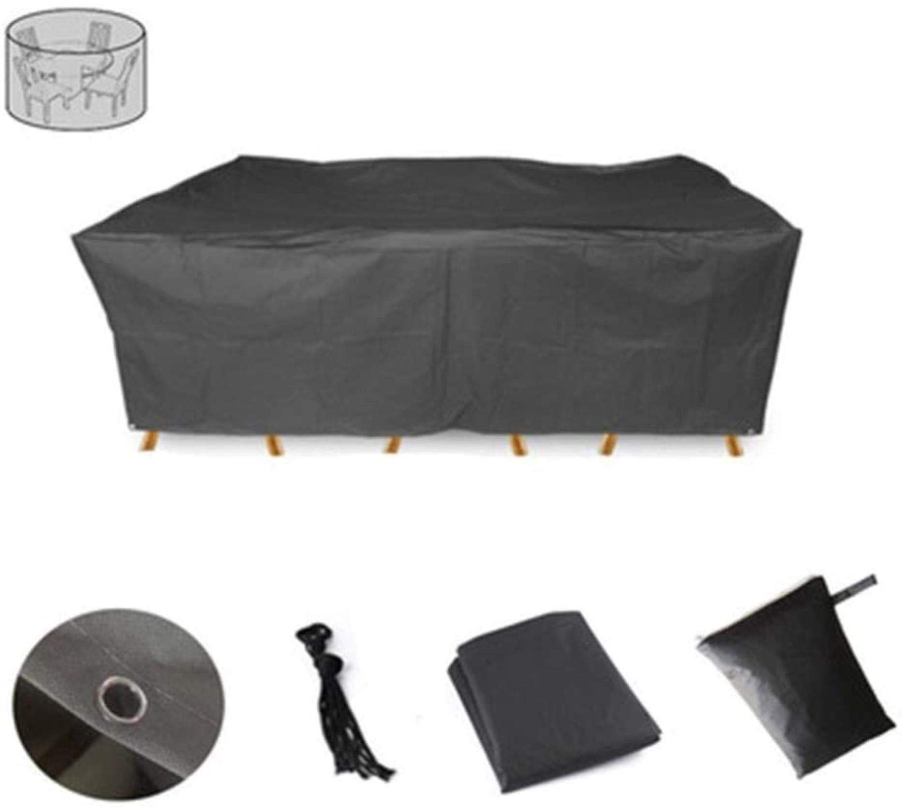 Waterproof 123x123x74cm Patio Furniture Cover for Garden Dining Set - 210D Oxford Cloth, Dustproof & All-Weather Protection (Black) - Perfect for Outdoor, Backyard, and Poolside Use