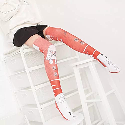 YINSHENG Sexy Women's Cartoon Rabbit Knee High Stockings - Red Anime Silk Stockings with Garters for Cosplay, Valentine's Day Outfits & Lingerie Pajama Sets