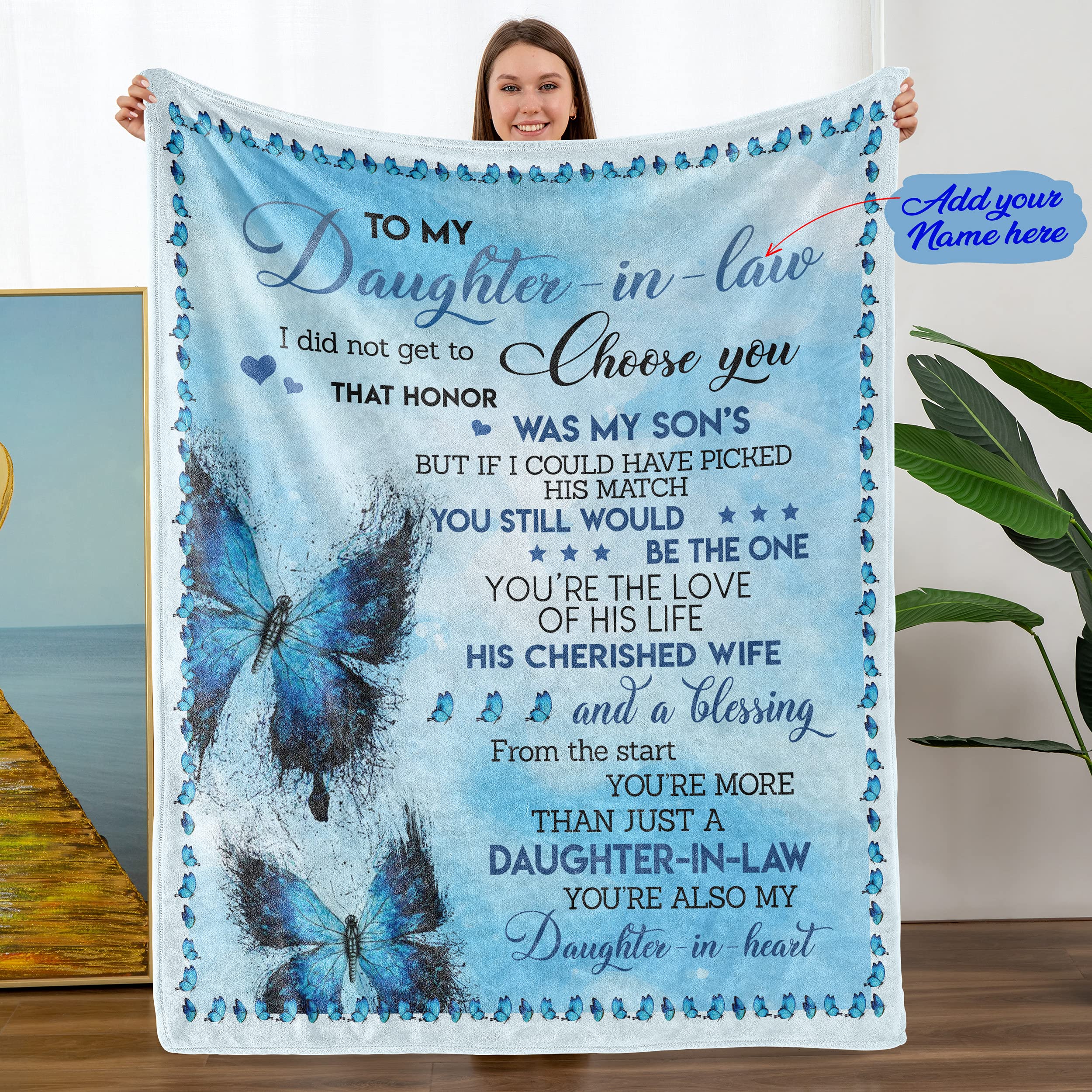 Personalized Flannel Blanket for Daughter-in-Law - Custom Christmas & Birthday Gift - Ultra Soft Bed Blanket - Perfect for Cozy Nights, Family Gatherings & Thoughtful Gift Giving