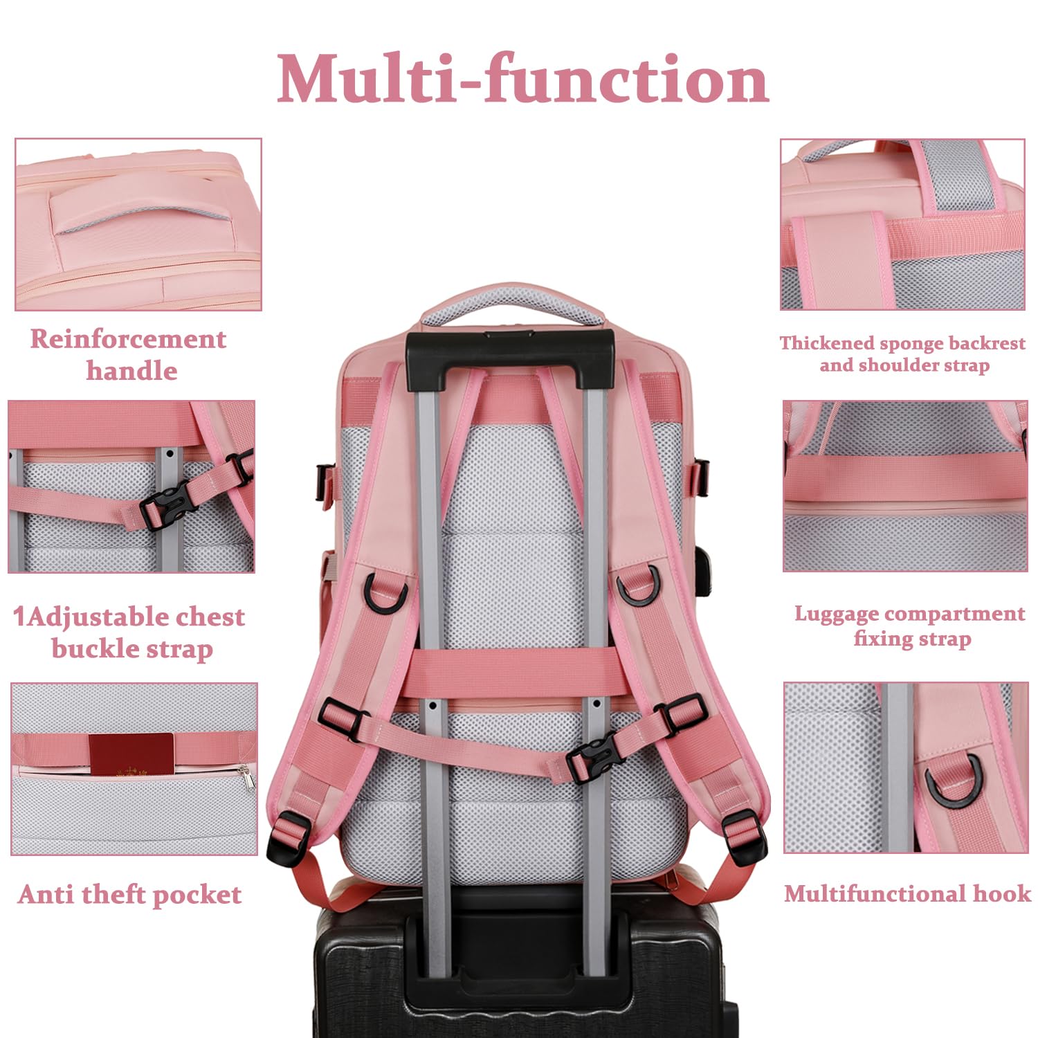 Women's Travel Laptop Backpack - Airline Approved Carry On with Shoe Compartment for 16