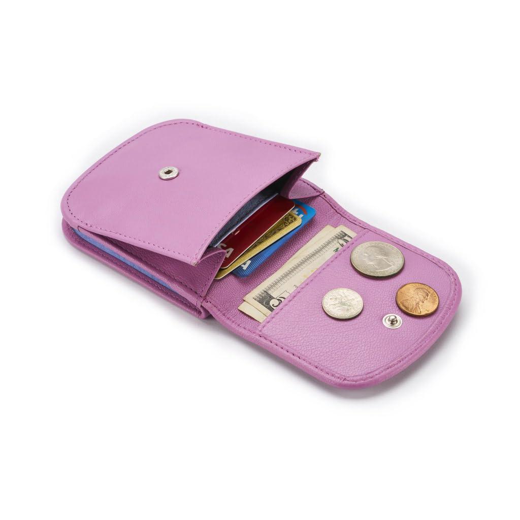 Taxi Wallet® TW03-SOFT LAVENDER - Slim Leather Front Pocket Wallet for Men & Women - Holds Credit Cards, Cash, Coins & ID - Compact RFID Blocking Bifold Wallet - Perfect for Travel, Work & Everyday Use