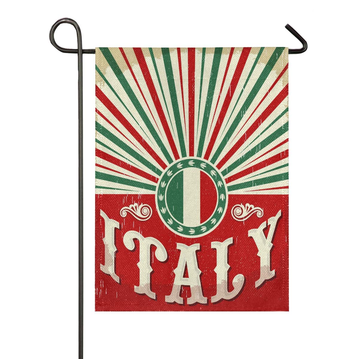 Vintage Italian Flag Burlap Garden Flag - Double Sided Farmhouse Outdoor Decoration, 28x40 Inch - Perfect for Yard, Porch, and Seasonal Home Decor