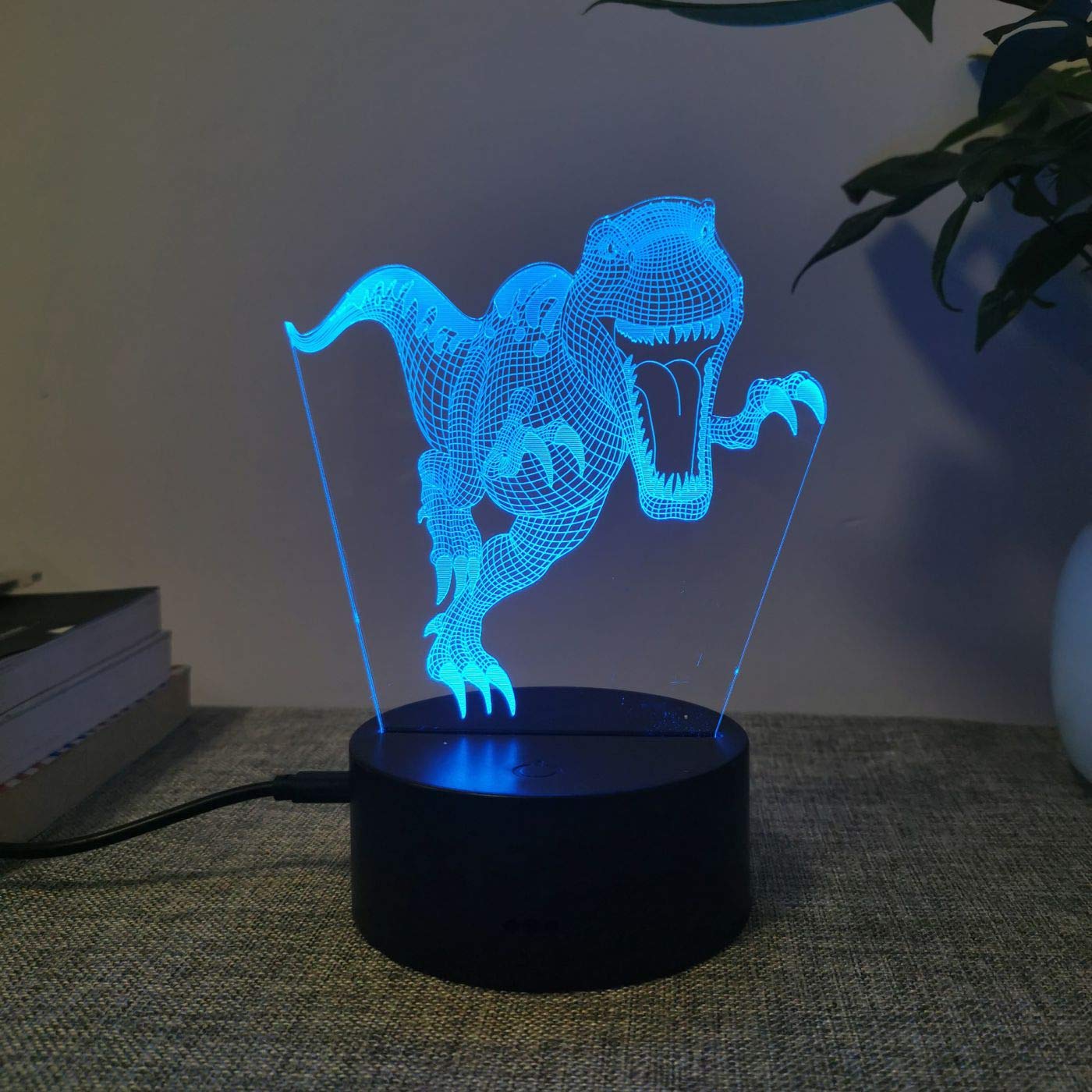 Dinosaur 3D Night Light for Kids - Touch Control LED Desk Lamp with 7 Color Changing Modes & USB Power, Perfect for Bedroom, Nursery, Study Room | T-Rex Illusion Lamp | Great Birthday & Christmas Gift for Boys & Girls